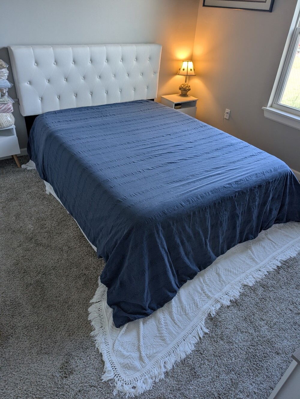 Kenneth Cole Blue Faded Washed Finished Chambray Queen Duvet Cover Cotton